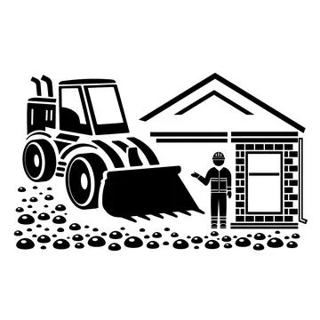  icon of the tractor loader logo. Construction and special equipment, tra Stock Illustration