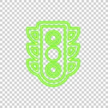 Icon traffic light slow from the flow of energy of green color. Shimmering neon Stock Illustration