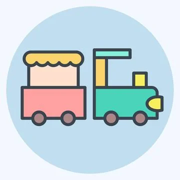 Icon Train. related to Amusement Park symbol. color mate style. simple desi.. Illustrazione stock