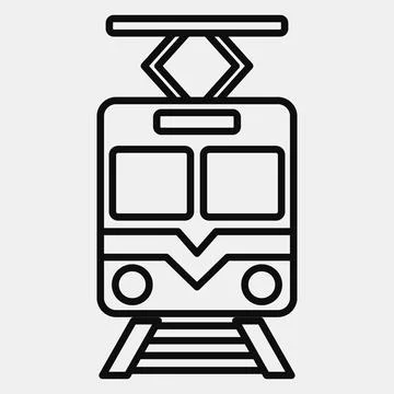 Icon train. Transportation elements. Icons in line style. Good for prints, .. Stock Illustration