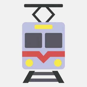 Icon train. Transportation elements. Icons in flat style. Good for prints, .. Stock Illustration