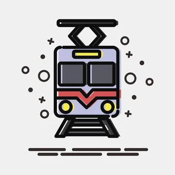 Icon train. Transportation elements. Icons in MBE style. Good for prints, p.. Stock Illustration