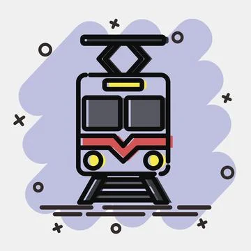 Icon train. Transportation elements. Icons in comic style. Good for prints,.. Stock Illustration