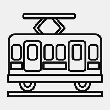 Icon tram. Transportation elements. Icons in line style. Good for prints, p.. Illustrazione stock