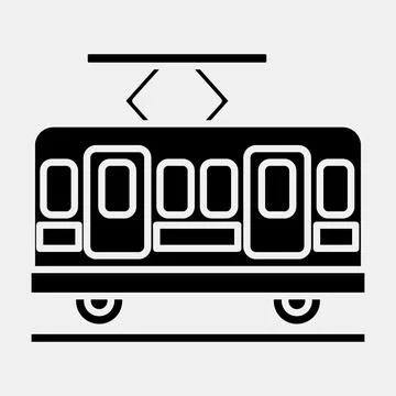 Icon tram. Transportation elements. Icons in glyph style. Good for prints, .. Stock Illustration