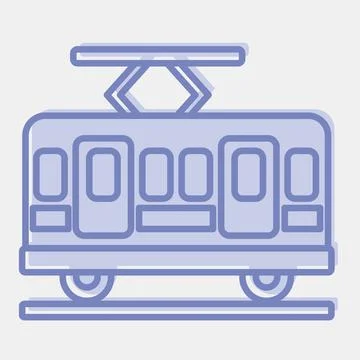 Icon tram. Transportation elements. Icons in two tone style. Good for print.. Illustrazione stock
