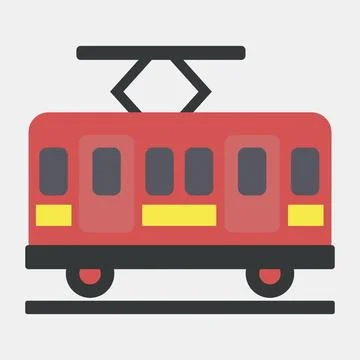 Icon tram. Transportation elements. Icons in flat style. Good for prints, p.. Illustrazione stock