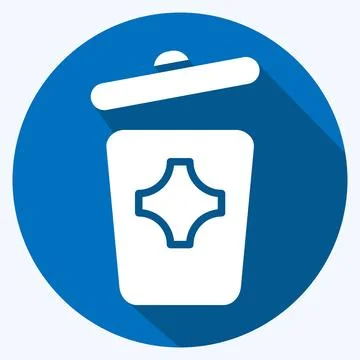Icon Trash Can. suitable for City Park symbol. long shadow style. simple desi イラスト素材