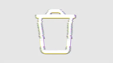 Icon trash is distorted. Glitch. Noise, chromatic aberration, geometric Stock Footage 304862088