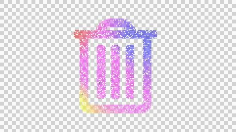 Icon trash is made up of LED square shapes. There are bright diodes and there Illustrazione stock
