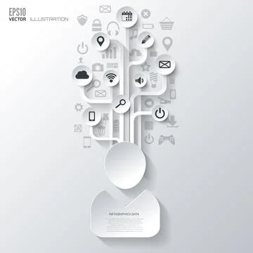 Icon tree. Flat abstract background with web icons. Interface symbols. Cloud Stockillustratie