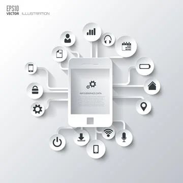 Icon tree. Flat abstract background with web icons. Interface symbols. Cloud Illustrazione stock