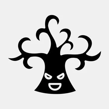 Icon tree. Illustration of halloween elements. Icon in glyph style. Stock Illustration
