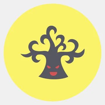 Icon tree. Illustration of halloween elements. Icon in color mate style. Stock Illustration