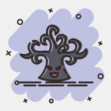 Icon tree. Illustration of halloween elements. Icon in comic style. Stock Illustration