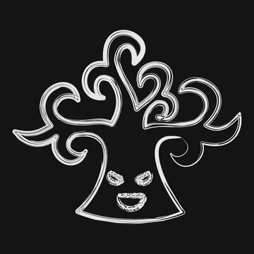 Icon tree. Illustration of halloween elements. Icon in chalk style. Stock Illustration