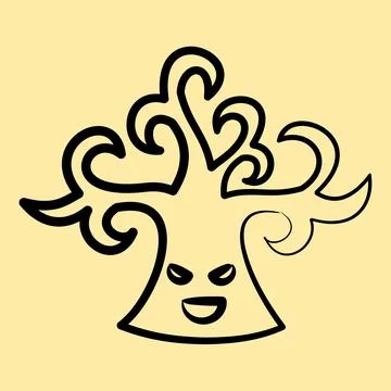 Icon tree. Illustration of halloween elements. Icon in hand drawn style. Stock Illustration
