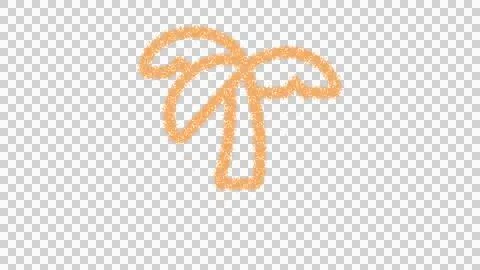 Icon tree palm is made of yellow grains of sand. Some grains of sand fall down. Illustrazione stock