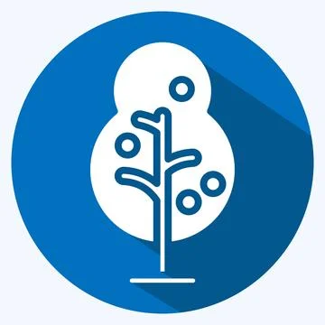 Icon Tree. suitable for City Park symbol. long shadow style. simple design ed Stock Illustration