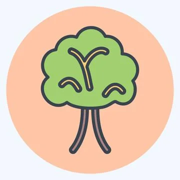 Icon Tree. suitable for garden symbol. color mate style. simple design editab 库存插图