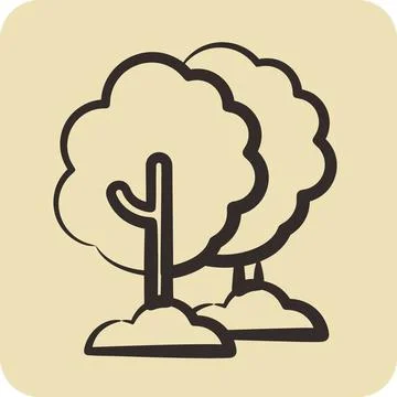 Icon Tree. suitable for Garden symbol. hand drawn style. simple design edit.. Stock Illustration