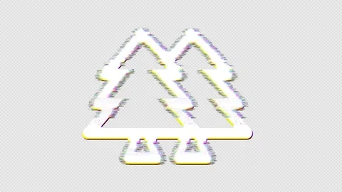 Icon trees is distorted. Glitch. Noise, chromatic aberration, geometric Stock Footage 306997879