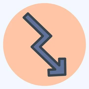 Icon Trending Down - Color Mate Style - Simple illustration,Editable stroke Illustrazione stock