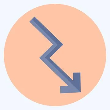 Icon Trending Down - Flat Style - Simple illustration,Editable stroke Stock Illustration