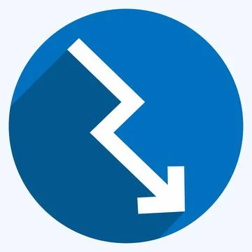 Icon Trending Down - Long Shadow Style - Simple illustration,Editable stroke Illustrazione stock