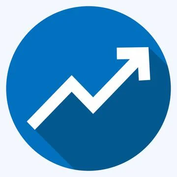 Icon Trending Up - Long Shadow Style - Simple illustration,Editable stroke 스톡 일러스트