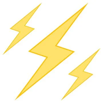 Icon triple lightning thunderstorm, high voltage sign, caution dangerous life Stock Illustration