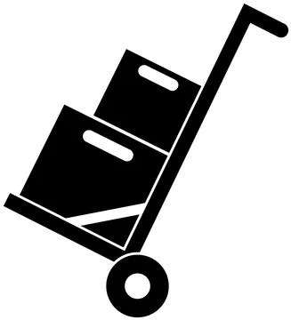 Icon trolley on wheels with boxes, black silhouette. Stock Illustration