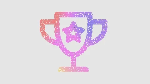 Icon trophy star is made up of LED square shapes that shimmer and flicker. There Stock Footage 301076661