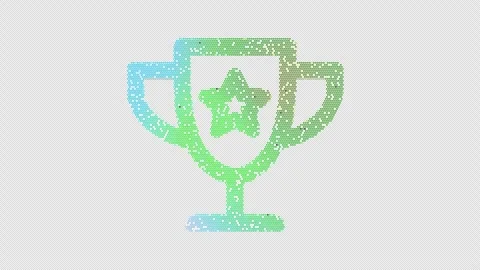 Icon trophy star is made up of LED square shapes that shimmer and flicker. There Stock Footage 301080577