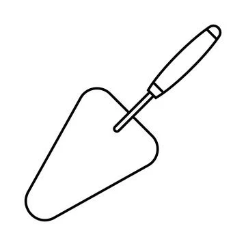 Icon trowel for laying bricks on cement mortar, trowel for construction Stock Illustration
