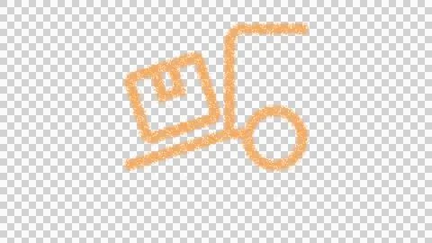 Icon truck loading is made of yellow grains of sand. Some grains of sand fall Stock Illustration
