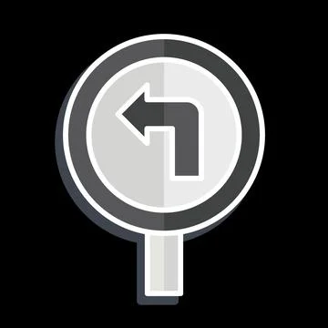 Icon Turn Left Ahead. related to Road Sign symbol. glossy style. simple des.. Stockillustratie