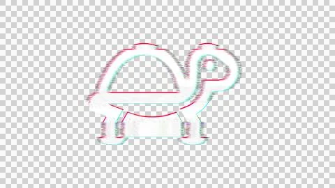 Icon turtle is distorted. Glitch. Noise, chromatic aberration, geometric Stock Illustration