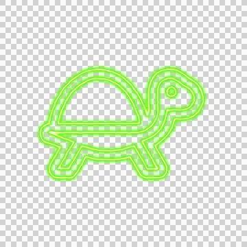 Icon turtle from the flow of energy of green color. Shimmering neon Stock Illustration