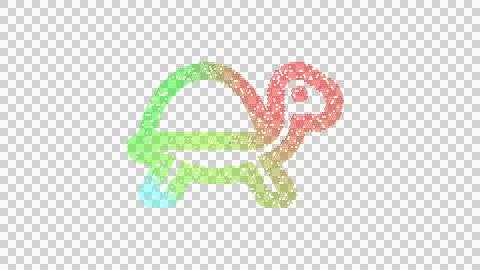 Icon turtle is made up of LED square shapes. There are bright diodes and there Stock Illustration