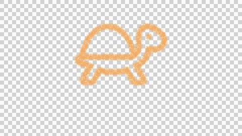 Icon turtle is made of yellow grains of sand. Some grains of sand fall down. Stock Illustration