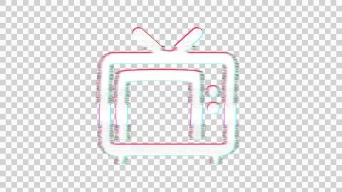 Icon tv retro is distorted. Glitch. Noise, chromatic aberration, geometric Stock Illustration
