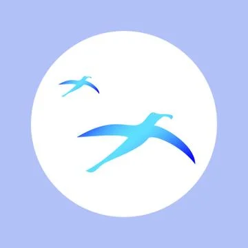 Icon two albatrosses flying in circle Stock Illustration