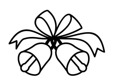 Icon of two bells tied with a bow. Black and white vector image Stock Illustration