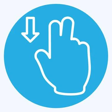 Icon Two Fingers Down - Blue Eyes Style - Simple illustration,Editable stroke 스톡 일러스트