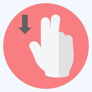Icon Two Fingers Down - Flat Style - Simple illustration,Editable stroke 스톡 일러스트