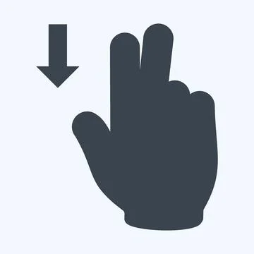 Icon Two Fingers Down - Glyph Style - Simple illustration,Editable stroke 스톡 일러스트