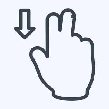 Icon Two Fingers Down - Line Style - Simple illustration,Editable stroke 스톡 일러스트