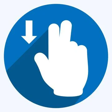 Icon Two Fingers Down - Long Shadow Style - Simple illustration,Editable stro 스톡 일러스트