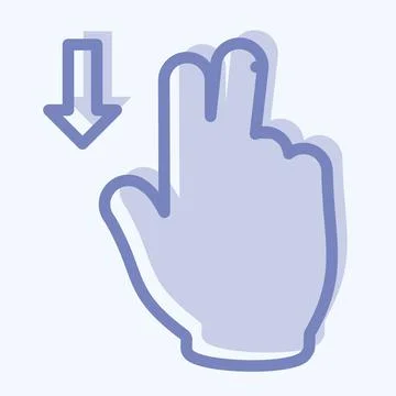 Icon Two Fingers Down - Two Tone Style - Simple illustration,Editable stroke 스톡 일러스트